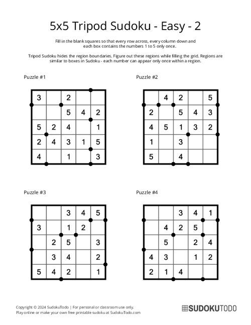 5x5 Tripod Sudoku - Easy - 2