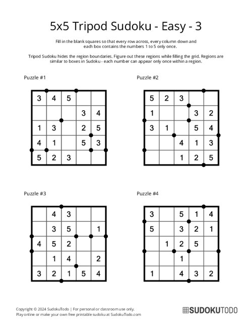 5x5 Tripod Sudoku - Easy - 3