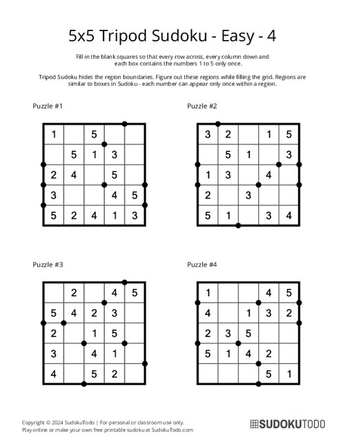 5x5 Tripod Sudoku - Easy - 4