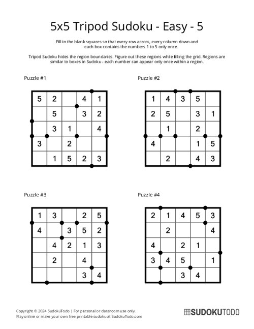 5x5 Tripod Sudoku - Easy - 5