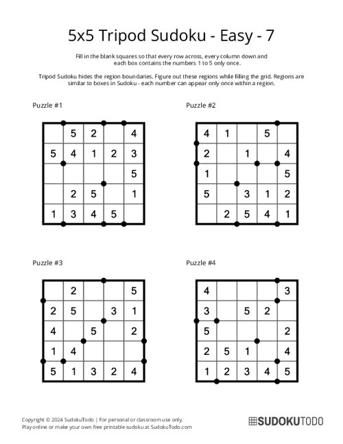 5x5 Tripod Sudoku - Easy - 7