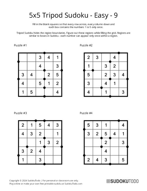 5x5 Tripod Sudoku - Easy - 9