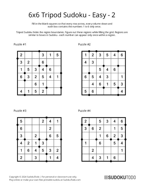 6x6 Tripod Sudoku - Easy - 2