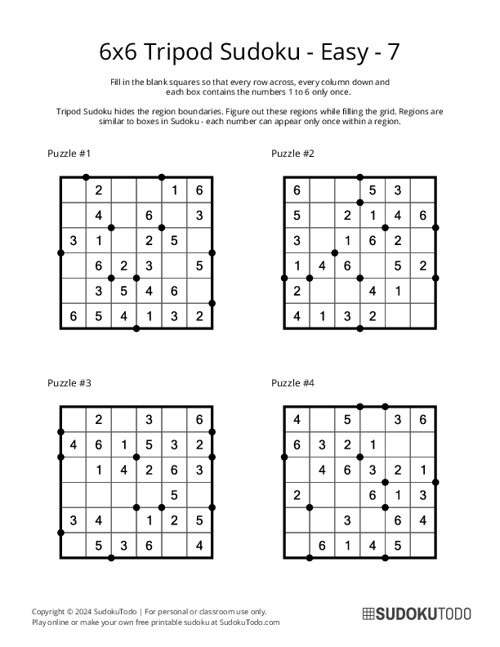 6x6 Tripod Sudoku - Easy - 7