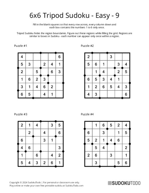6x6 Tripod Sudoku - Easy - 9