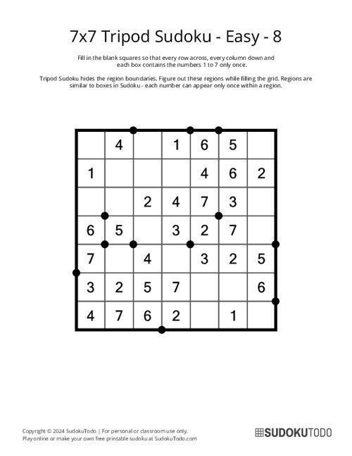7x7 Tripod Sudoku - Easy - 8