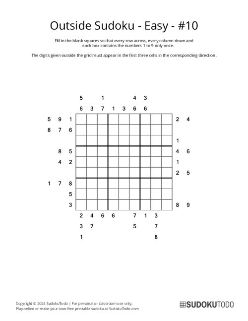 Outside Sudoku - Easy - 10