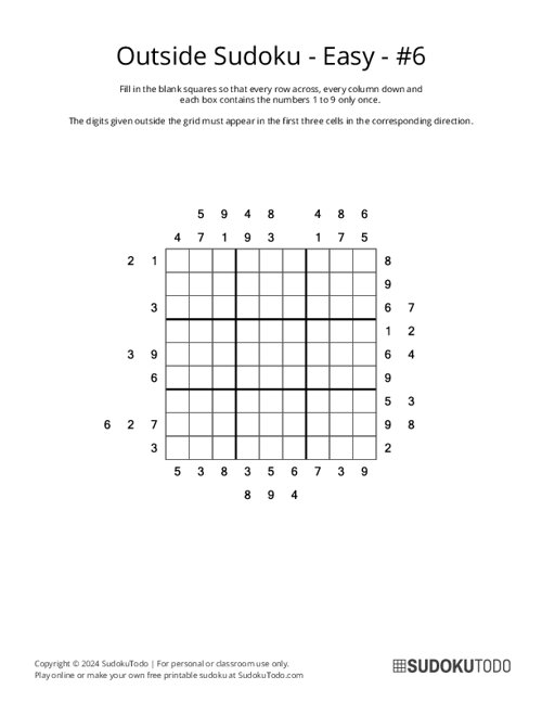 Outside Sudoku - Easy - 6