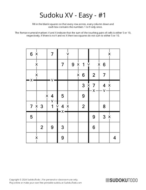 Sudoku XV - Easy - 1