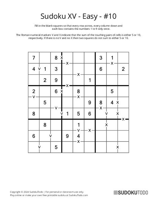 Sudoku XV - Easy - 10