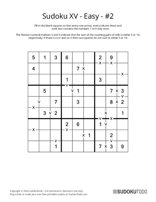 Sudoku XV - Easy - 2