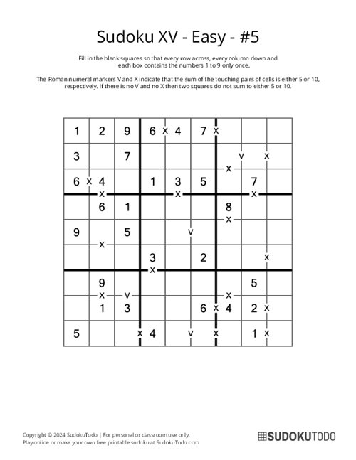 Sudoku XV - Easy - 5