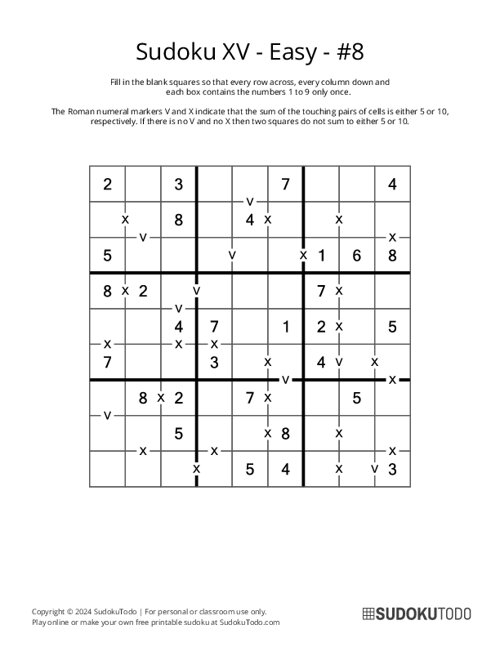 Sudoku XV - Easy - 8