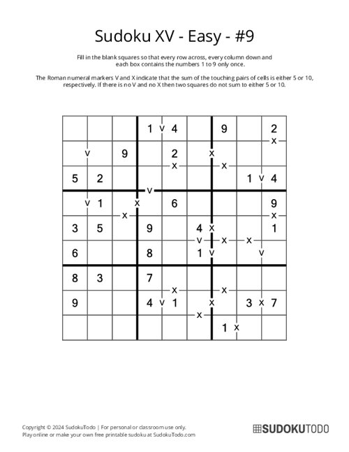 Sudoku XV - Easy - 9