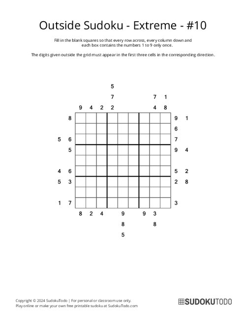 Outside Sudoku - Extreme - 10