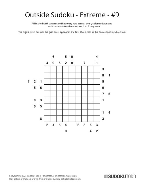 Outside Sudoku - Extreme - 9