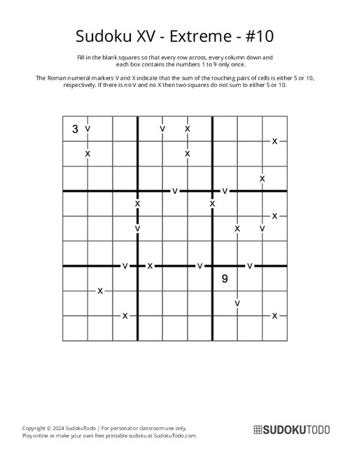 Sudoku XV - Extreme - 10