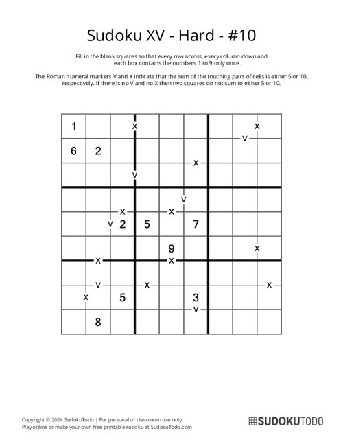 Sudoku XV - Hard - 10