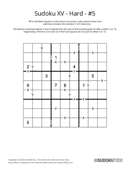 Sudoku XV - Hard - 5