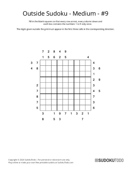 Outside Sudoku - Medium - 9