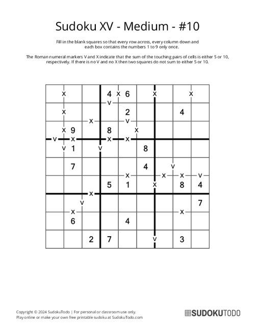 Sudoku XV - Medium - 10