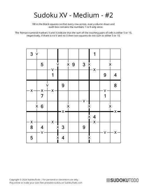 Sudoku XV - Medium - 2