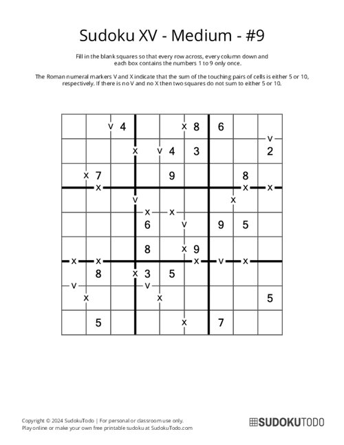 Sudoku XV - Medium - 9