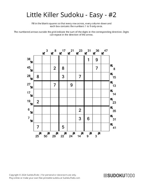 Little Killer Sudoku - Easy - 2