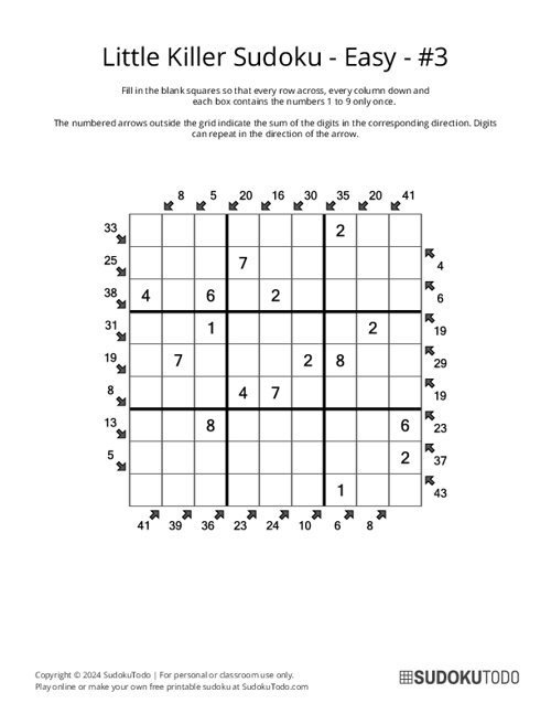 Little Killer Sudoku - Easy - 3