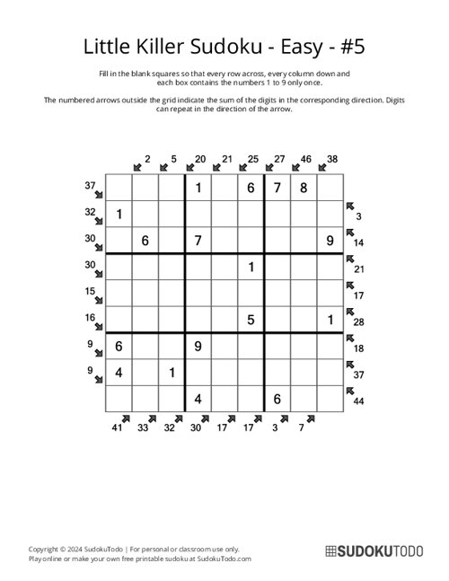 Little Killer Sudoku - Easy - 5