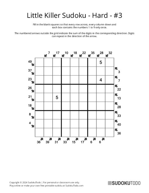 Little Killer Sudoku - Hard - 3