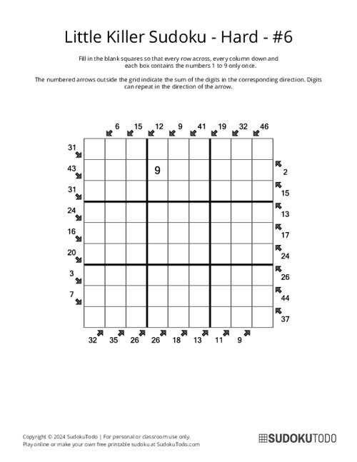 Little Killer Sudoku - Hard - 6