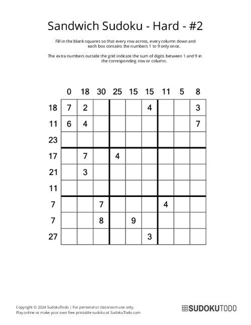 Sandwich Sudoku - Hard - 2