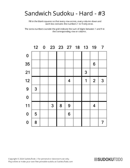 Sandwich Sudoku - Hard - 3