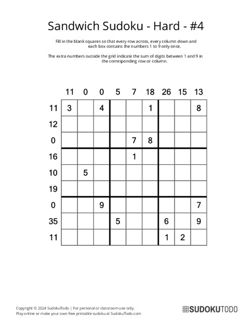 Sandwich Sudoku - Hard - 4