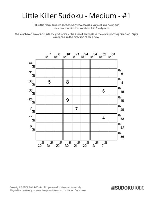 Little Killer Sudoku - Medium - 1