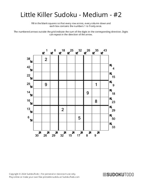 Little Killer Sudoku - Medium - 2