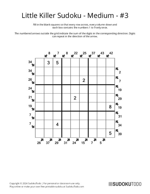 Little Killer Sudoku - Medium - 3