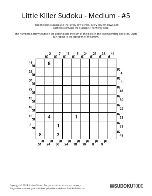 Little Killer Sudoku - Medium - 5