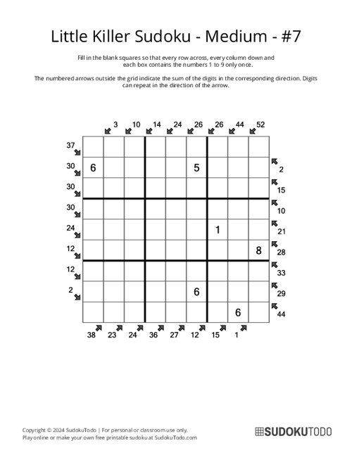 Little Killer Sudoku - Medium - 7