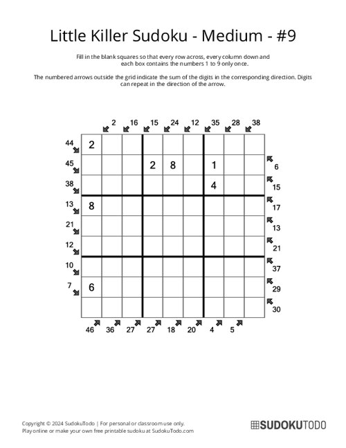 Little Killer Sudoku - Medium - 9