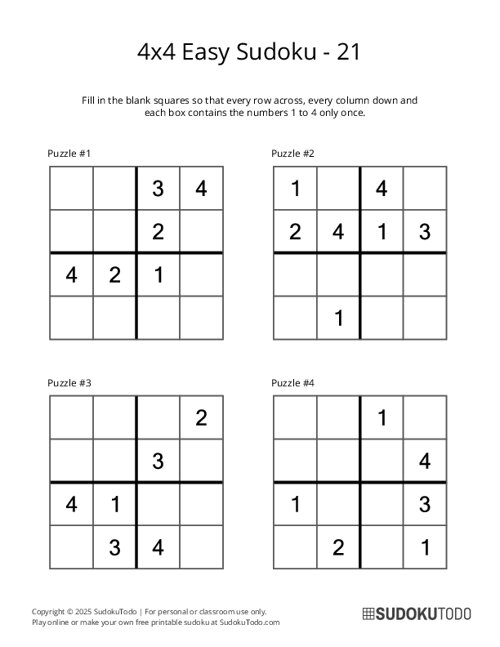 4x4 Sudoku - Easy - 21