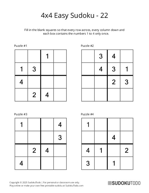 4x4 Sudoku - Easy - 22