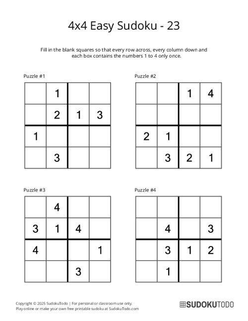 4x4 Sudoku - Easy - 23