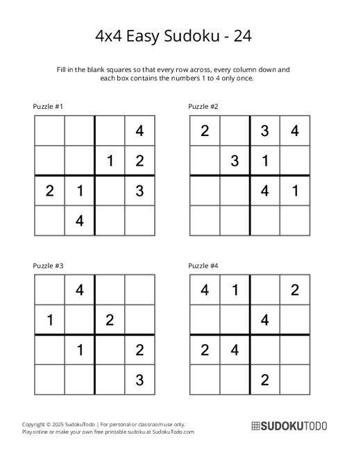 4x4 Sudoku - Easy - 24