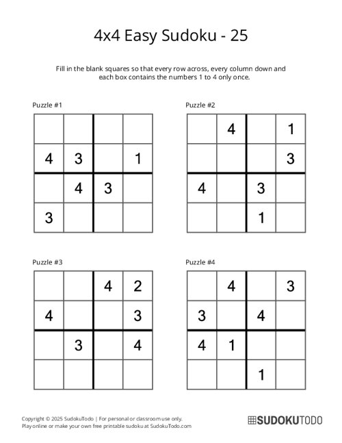 4x4 Sudoku - Easy - 25