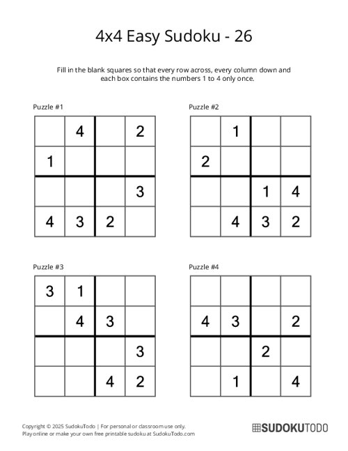 4x4 Sudoku - Easy - 26