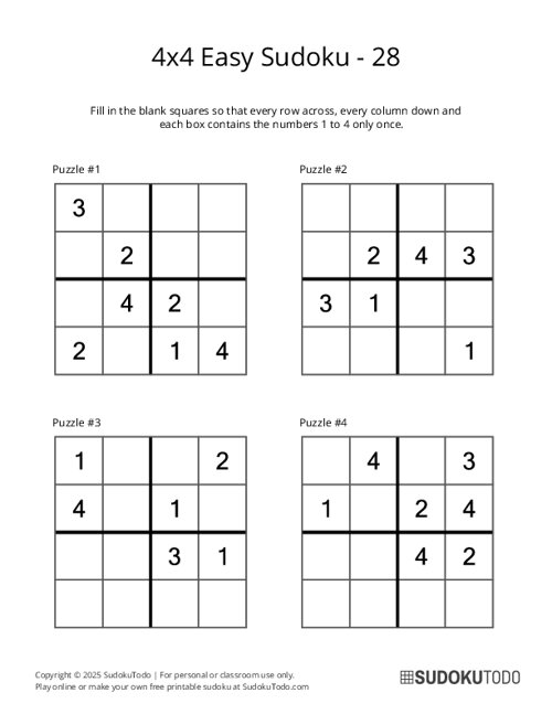 4x4 Sudoku - Easy - 28