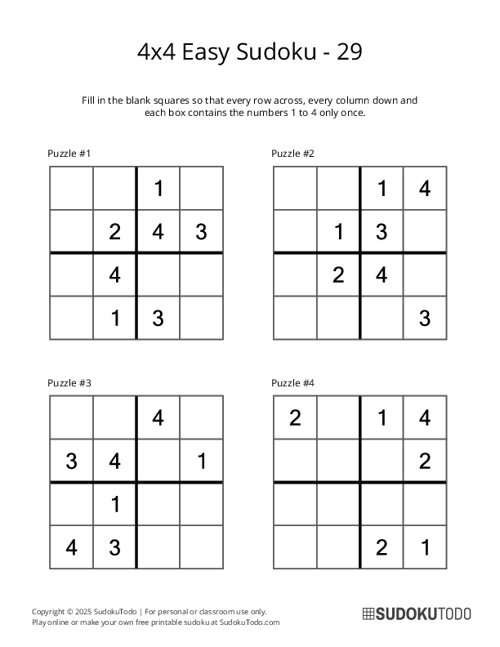 4x4 Sudoku - Easy - 29