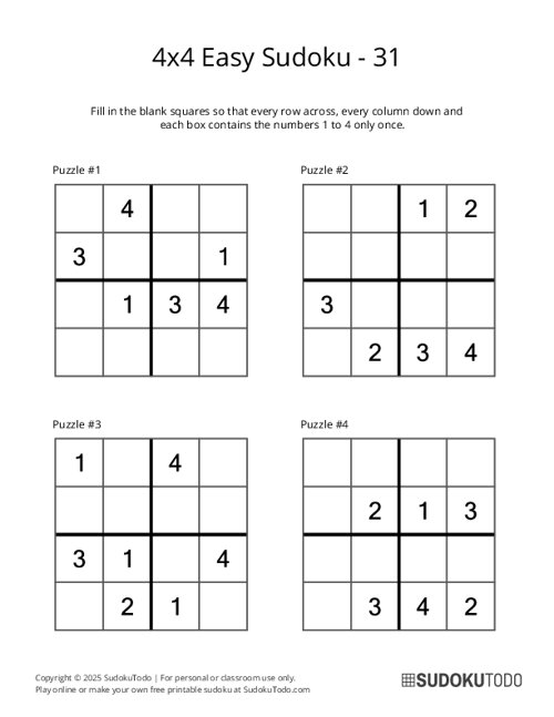 4x4 Sudoku - Easy - 31